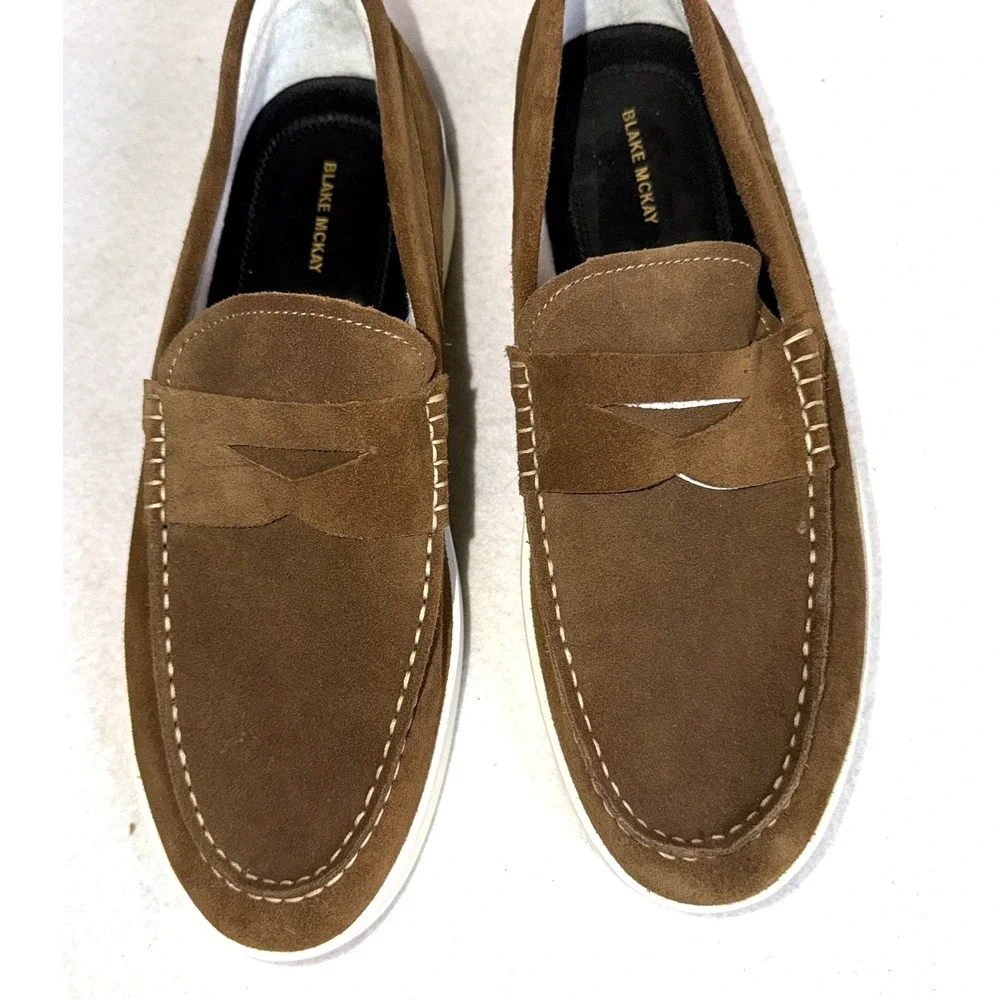 Blake McKay Ashland‎ Mens Penny Loafers Size 11.5 Brown Suede Slip On Shoes